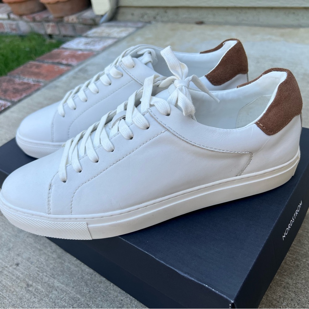 Nordstrom Men's White and Brown Sneakers